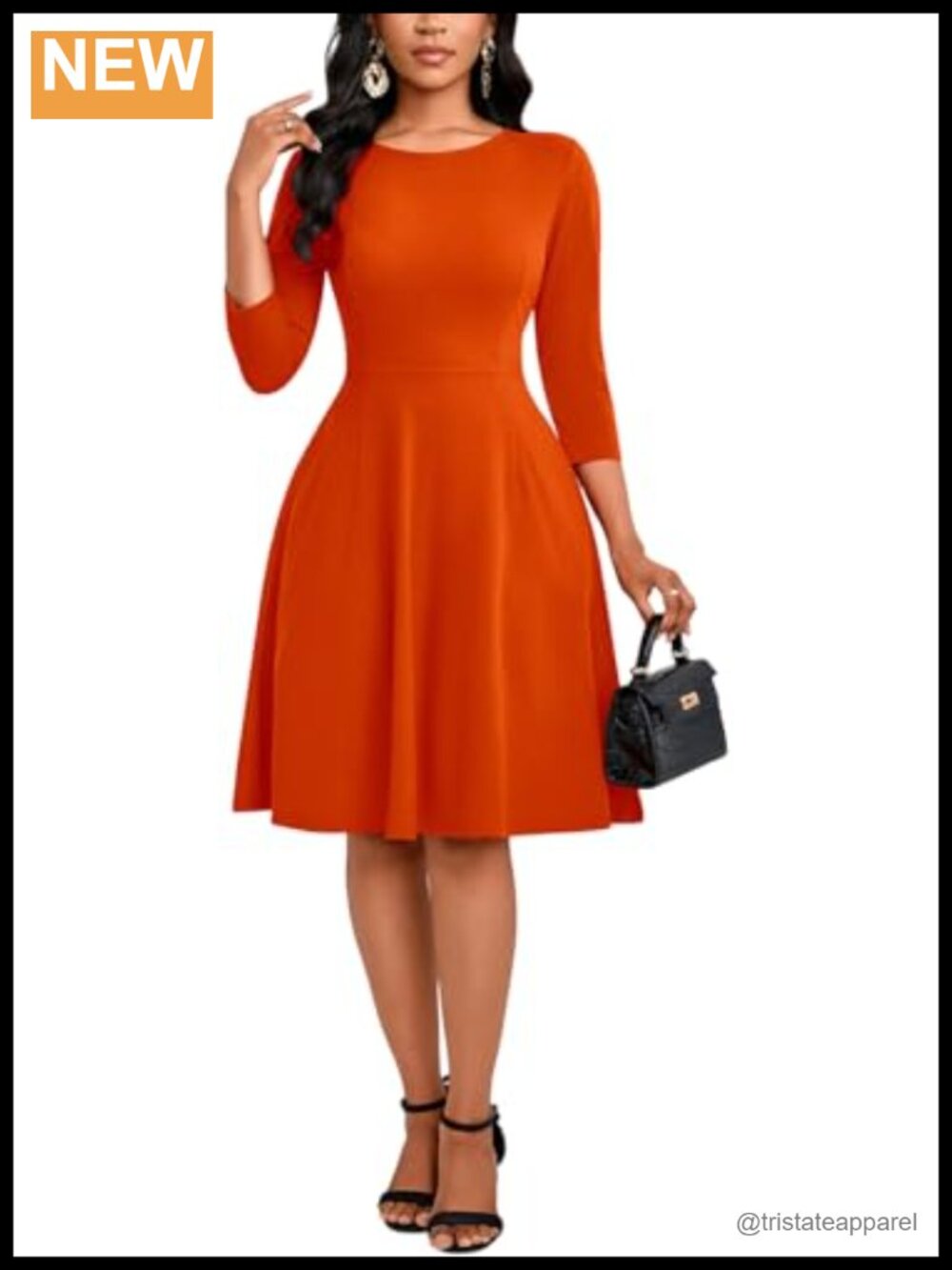 Women's Flowy Maxi Dress Crew Neck Pleated Swing with Pockets Casual